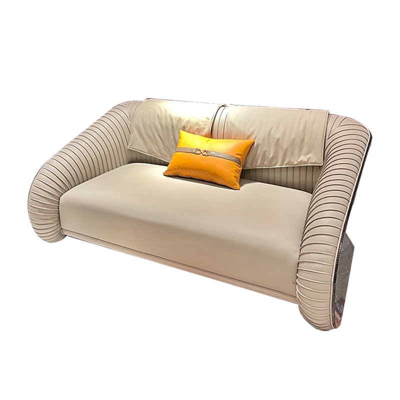 Italian Luxury High-End Living Room Apartment Synthetic Leather Sofa Set 1+2+3 Combination Light Luxury Custom Sponge for Hotels Detail Pic 2 9