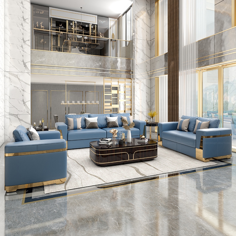 High-End Italian First Layer Leather Sectional Sofa Set Designer Modular Villa Apartments Hotels Import Sponge Filling Material Detail Pic 3 7