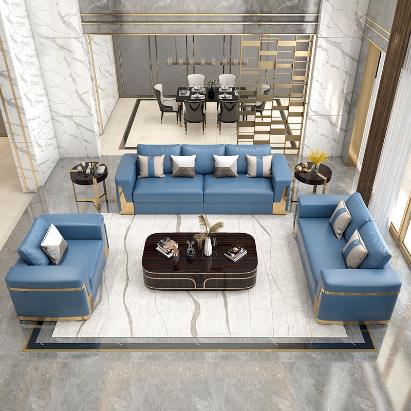 High-End Italian First Layer Leather Sectional Sofa Set Designer Modular Villa Apartments Hotels Import Sponge Filling Material Detail Pic 5 6